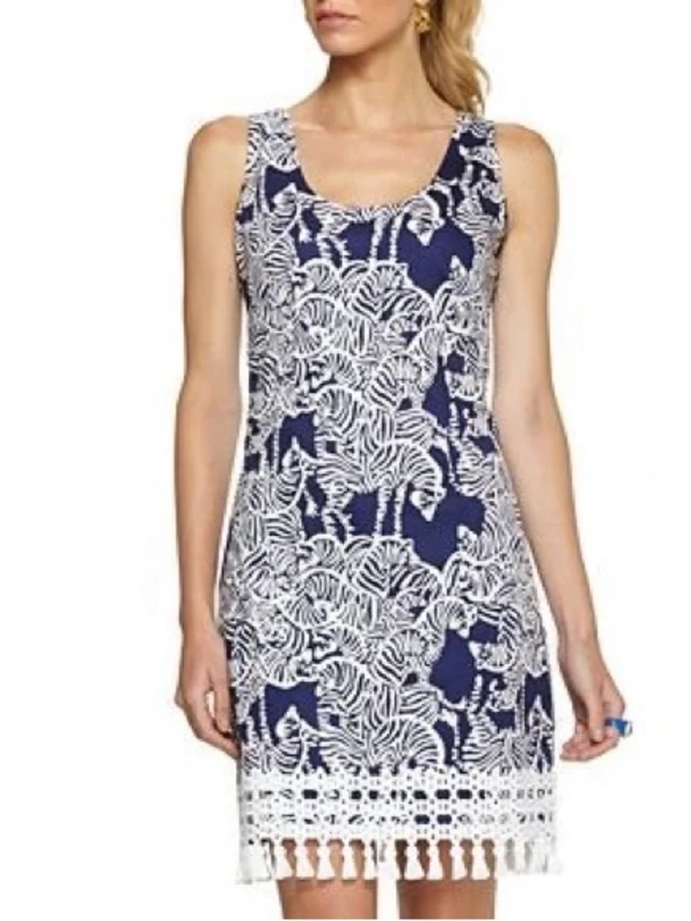Lilly Pulitzer Thompson Shift Dress "I Herd You" Print With Tassel Hem Size 4